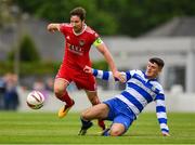 12 August 2018; Gearoid Morrissey of Cork City in action against Gavin Carroll of Home Farm during the Irish Daily Mail FAI Cup First Round match between Home Farm and Cork City at Whitehall Stadium, in Dublin. Photo by Seb Daly/Sportsfile