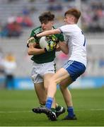 12 August 2018; Patrick D'arcy of Kerry in action against Michael Meehan of Monaghan during the Electric Ireland GAA Football All-Ireland Minor Championship Semi-Final match between Kerry and Monaghan at Croke Park, in Dublin. Photo by Ray McManus/Sportsfile