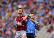 11 August 2018; Ian Burke of Galway is tackled by Eoin Murchan of Dublin during the GAA Football All-Ireland Senior Championship semi-final match between Dublin and Galway at Croke Park in Dublin.  Photo by Brendan Moran/Sportsfile