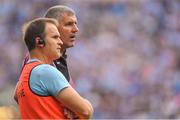 11 August 2018; Galway manager Kevin Walsh, right, with selector Brian Silke during the GAA Football All-Ireland Senior Championship semi-final match between Dublin and Galway at Croke Park in Dublin.  Photo by Brendan Moran/Sportsfile