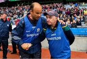 11 August 2018; Galway manager Donal Ó Fátharta, left, shakes hands with Meath manager Joe Treanor after the Electric Ireland GAA Football All-Ireland Minor Championship semi-final match between Galway and Meath at Croke Park in Dublin. Photo by Brendan Moran/Sportsfile