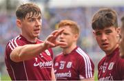 11 August 2018; Thomas Flynn of Galway speaks to his team-mates prior to the GAA Football All-Ireland Senior Championship semi-final match between Dublin and Galway at Croke Park in Dublin.  Photo by Brendan Moran/Sportsfile