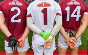11 August 2018; Galway players, from left, Declan Kyne, goalkeeper Ruairí Lavelle and captain Damien Comer wait to meet President Michael D Higgins prior to the GAA Football All-Ireland Senior Championship semi-final match between Dublin and Galway at Croke Park in Dublin.  Photo by Brendan Moran/Sportsfile