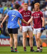 11 August 2018; Declan Kyne of Galway, right, shakes hands with Jack McCaffrey of Dublin after during the GAA Football All-Ireland Senior Championship semi-final match between Dublin and Galway at Croke Park in Dublin.  Photo by Brendan Moran/Sportsfile