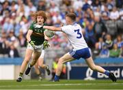 12 August 2018; Paul Walsh of Kerry in action against Jack Doogan of Monaghan during the Electric Ireland GAA Football All-Ireland Minor Championship Semi-Final match between Kerry and Monaghan at Croke Park, in Dublin. Photo by Ray McManus/Sportsfile