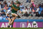 12 August 2018; David Mangan of Kerry scores his side's first goal during the Electric Ireland GAA Football All-Ireland Minor Championship semi-final match between Kerry and Monaghan at Croke Park in Dublin. Photo by Brendan Moran/Sportsfile