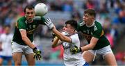12 August 2018; Jason Irwin of Monaghan in action against Michael Meehan, left, and Colm Moriarty of Kerry during the Electric Ireland GAA Football All-Ireland Minor Championship semi-final match between Kerry and Monaghan at Croke Park in Dublin. Photo by Ray McManus/Sportsfile