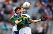 12 August 2018; Dylan Geaney of Kerry in action against Shane Hanratty of Monaghan during the Electric Ireland GAA Football All-Ireland Minor Championship semi-final match between Kerry and Monaghan at Croke Park in Dublin. Photo by Piaras Ó Mídheach/Sportsfile