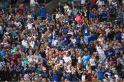 12 August 2018; Monaghan fans, in the Hogan Stand, celebrate after their side's second goal, in the 57th minute, during the Electric Ireland GAA Football All-Ireland Minor Championship semi-final match between Kerry and Monaghan at Croke Park in Dublin. Photo by Ray McManus/Sportsfile