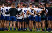 12 August 2018; Monaghan manager Séamus McEnaney talking to the players after the Electric Ireland GAA Football All-Ireland Minor Championship semi-final match between Kerry and Monaghan at Croke Park in Dublin. Photo by Ray McManus/Sportsfile