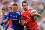 12 August 2018; Colm Cavanagh of Tyrone shoulders Ryan McAnespie of Monaghan during the GAA Football All-Ireland Senior Championship semi-final match between Monaghan and Tyrone at Croke Park in Dublin. Photo by Brendan Moran/Sportsfile