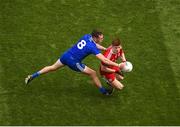12 August 2018; Cathal McShane of Tyrone in action against Niall Kearns of Monaghan during the GAA Football All-Ireland Senior Championship Semi-Final match between Monaghan and Tyrone at Croke Park, in Dublin. Photo by Daire Brennan/Sportsfile