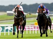 12 August 2018; Advertise, centre, with Frankie Dettori up, on their way to winning The Keeneland Phoenix Stakes from third place The Irish Rover, right, with Donnacha O'Brien up, during Phoenix Stakes Day at the Curragh Races in Curragh, Kildare. Photo by Matt Browne/Sportsfile