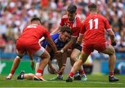 12 August 2018; Fintan Kelly of Monaghan in action against Tyrone players, from left, Michael McKernan, Mattie Donnelly, Niall Sludden during the GAA Football All-Ireland Senior Championship semi-final match between Monaghan and Tyrone at Croke Park in Dublin. Photo by Piaras Ó Mídheach/Sportsfile