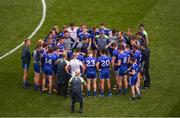 12 August 2018; Monaghan manager Malachy O&quot;Rourke, and selector Ryan Porter speaks to their players ahead of the GAA Football All-Ireland Senior Championship semi-final match between Monaghan and Tyrone at Croke Park in Dublin. Photo by Daire Brennan/Sportsfile