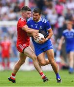 12 August 2018; Drew Wylie of Monaghan is tackled by Richard Donnelly of Tyrone during the GAA Football All-Ireland Senior Championship semi-final match between Monaghan and Tyrone at Croke Park in Dublin. Photo by Ramsey Cardy/Sportsfile