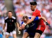 12 August 2018; Vinny Corey of Monaghan in action against Mattie Donnelly of Tyrone during the GAA Football All-Ireland Senior Championship semi-final match between Monaghan and Tyrone at Croke Park in Dublin. Photo by Stephen McCarthy/Sportsfile