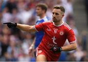 12 August 2018; Niall Sludden of Tyrone celebrates scoring his side's first goal during the GAA Football All-Ireland Senior Championship semi-final match between Monaghan and Tyrone at Croke Park in Dublin. Photo by Piaras Ó Mídheach/Sportsfile