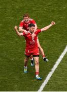 12 August 2018; Peter Harte, top, and Matthew Donnelly of Tyrone celebrate at the whistle of the GAA Football All-Ireland Senior Championship Semi-Final match between Monaghan and Tyrone at Croke Park, in Dublin. Photo by Daire Brennan/Sportsfile