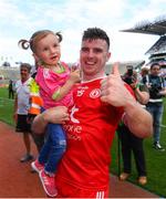 12 August 2018; Connor McAliskey of Tyrone with his niece Grace Colhoun following the GAA Football All-Ireland Senior Championship semi-final match between Monaghan and Tyrone at Croke Park in Dublin. Photo by Ramsey Cardy/Sportsfile