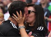 12 August 2018; Tyrone goalkeeper Niall Morgan of Tyrone shares a kiss with his wife Ciara after the GAA Football All-Ireland Senior Championship semi-final match between Monaghan and Tyrone at Croke Park in Dublin. Photo by Brendan Moran/Sportsfile