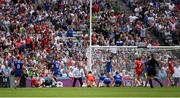 12 August 2018; Niall Sludden of Tyrone shoots past the Monaghan goalkeeper Rory Beggan to score a goal, in the 64th minute, during the GAA Football All-Ireland Senior Championship semi-final match between Monaghan and Tyrone at Croke Park in Dublin. Photo by Ray McManus/Sportsfile