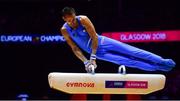 12 August 2018; Saso Bertoncelj of Slovakia competing on the Pommel Horse in the Senior Men's Gymnastics final during day eleven of the 2018 European Championships in Glasgow, Scotland. Photo by David Fitzgerald/Sportsfile