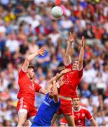 12 August 2018; Drew Wylie of Monaghan in action against Declan McClure, left, and Conall McCann of Tyrone during the GAA Football All-Ireland Senior Championship semi-final match between Monaghan and Tyrone at Croke Park in Dublin. Photo by Ramsey Cardy/Sportsfile