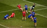 12 August 2018; Niall Sludden of Tyrone scores his side's first goal during the GAA Football All-Ireland Senior Championship Semi-Final match between Monaghan and Tyrone at Croke Park, in Dublin. Photo by Daire Brennan/Sportsfile