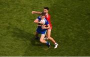 12 August 2018; Niall Kearns of Monaghan in action against Tiernan McCann of Tyrone during the GAA Football All-Ireland Senior Championship Semi-Final match between Monaghan and Tyrone at Croke Park, in Dublin. Photo by Daire Brennan/Sportsfile