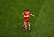 12 August 2018; Pádraig Hampsey, left, and Richard Donnelly of Tyrone celebrate after the GAA Football All-Ireland Senior Championship Semi-Final match between Monaghan and Tyrone at Croke Park, in Dublin. Photo by Daire Brennan/Sportsfile