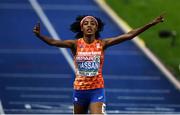 12 August 2018; Sifan Hassan of Netherlands, celebrates winning the Womens 5000m during Day 6 of the 2018 European Athletics Championships at The Olympic Stadium in Berlin, Germany. Photo by Sam Barnes/Sportsfile