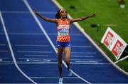 12 August 2018; Sifan Hassan of Netherlands celebrates winning the Women's 5000m final during Day 6 of the 2018 European Athletics Championships at The Olympic Stadium in Berlin, Germany. Photo by Sam Barnes/Sportsfile