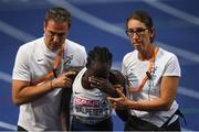12 August 2018;A dejected Lonah Chemtai Salpeter of Israel is helped from the track after she celebrated a lap prematurely during the Women's 5000m final during Day 6 of the 2018 European Athletics Championships at The Olympic Stadium in Berlin, Germany. Photo by Sam Barnes/Sportsfile