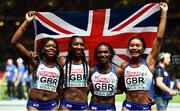 12 August 2018; Asha Phillip, Bianca Williams, Dina Asher-Smith, Imani Lansiquot of Great Britain celebrate winning the Women's 4x100m relay final during Day 6 of the 2018 European Athletics Championships at The Olympic Stadium in Berlin, Germany. Photo by Sam Barnes/Sportsfile
