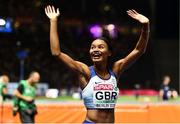 12 August 2018; Imani Lansiquot of Great Britain celebrates winning the Women's 4x100m relay final during Day 6 of the 2018 European Athletics Championships at The Olympic Stadium in Berlin, Germany. Photo by Sam Barnes/Sportsfile
