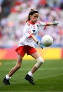 12 August 2018; Mia Shannon, St Teresa's NS, Co Longford, representing Tyrone, during the INTO Cumann na mBunscol GAA Respect Exhibition Go Games at the GAA Football All-Ireland Senior Championship Semi Final match between Monaghan and Tyrone at Croke Park in Dublin.  Photo by Stephen McCarthy/Sportsfile