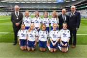 12 August 2018; The Monaghan girls team before the INTO Cumann na mBunscol GAA Respect Exhibition Go Games at the GAA Football All-Ireland Senior Championship Semi Final match between Monaghan and Tyrone at Croke Park in Dublin.  Photo by Piaras Ó Mídheach/Sportsfile