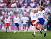 12 August 2018; Julie Lennon, Gowran NS, Gowran, Co Kilkenny, representing Monaghan, during the INTO Cumann na mBunscol GAA Respect Exhibition Go Games at the GAA Football All-Ireland Senior Championship Semi Final match between Monaghan and Tyrone at Croke Park in Dublin.  Photo by Stephen McCarthy/Sportsfile