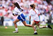 12 August 2018; Shannon Davey, Holy Family NS, Tubbercurry, Co Sligo, representing Monaghan, during the INTO Cumann na mBunscol GAA Respect Exhibition Go Games at the GAA Football All-Ireland Senior Championship Semi Final match between Monaghan and Tyrone at Croke Park in Dublin.  Photo by Stephen McCarthy/Sportsfile