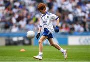 12 August 2018; Ben Corkery, Kildalkey NS, Kildalkey, Co Meath, representing Monaghan, during the INTO Cumann na mBunscol GAA Respect Exhibition Go Games at the GAA Football All-Ireland Senior Championship Semi Final match between Monaghan and Tyrone at Croke Park in Dublin.  Photo by Piaras Ó Mídheach/Sportsfile