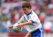 12 August 2018; John Curran, St Paul's NS, Castlerea, Co Roscommon, representing Monaghan, during the INTO Cumann na mBunscol GAA Respect Exhibition Go Games at the GAA Football All-Ireland Senior Championship Semi Final match between Monaghan and Tyrone at Croke Park in Dublin.  Photo by Piaras Ó Mídheach/Sportsfile