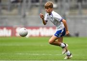 12 August 2018; Lorcan Buckley, Ballapousta NS, Ardee, Co Louth, representing Monaghan, during the INTO Cumann na mBunscol GAA Respect Exhibition Go Games at the GAA Football All-Ireland Senior Championship Semi Final match between Monaghan and Tyrone at Croke Park in Dublin.  Photo by Piaras Ó Mídheach/Sportsfile