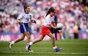 12 August 2018; Niamh McConville, St Patrick's PS Hilltown, Co Down, representing Tyrone, playing in the INTO Cumann na mBunscol GAA Respect Exhibition Go Games at half-time during the GAA Football All-Ireland Senior Championship semi-final match between Monaghan and Tyrone at Croke Park in Dublin. Photo by Stephen McCarthy/Sportsfile