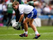 12 August 2018; Jamie Moynihan, Knockanes NS, Cill Áirne, Co Kerry, representing Monaghan, and son of former Kerry footballer Séamus Moynihan playing in the INTO Cumann na mBunscol GAA Respect Exhibition Go Games at half-time during the GAA Football All-Ireland Senior Championship semi-final match between Monaghan and Tyrone at Croke Park in Dublin. Photo by Piaras Ó Mídheach/Sportsfile
