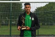 13 August 2018; Gavin Bazunu of Shamrock Rovers with his SSE Airtricity/SWAI Player of the Month award for July at Roadstone Sports and Social Club in Dublin. Photo by Harry Murphy/Sportsfile
