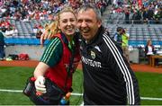 12 August 2018; Kerry manager Peter Keane celebrates with physio Katie Purtill after the Electric Ireland GAA Football All-Ireland Minor Championship semi-final match between Kerry and Monaghan at Croke Park in Dublin. Photo by Brendan Moran/Sportsfile