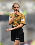 12 August 2018; Referee Ellen Keany, St Brigid's NS, Drumcong, Co Leitrim, during the INTO Cumann na mBunscol GAA Respect Exhibition Go Games at the GAA Football All-Ireland Senior Championship Semi Final match between Monaghan and Tyrone at Croke Park in Dublin. Photo by Brendan Moran/Sportsfile