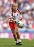 12 August 2018; Katie Havern, Ballyholland PS, Newry, Co Down, representing Tyrone, during the INTO Cumann na mBunscol GAA Respect Exhibition Go Games at the GAA Football All-Ireland Senior Championship Semi Final match between Monaghan and Tyrone at Croke Park in Dublin.  Photo by Brendan Moran/Sportsfile