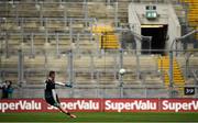 12 August 2018; Rory Beggan of Monaghan takes a free kick in front of an empty Hill 16 during the GAA Football All-Ireland Senior Championship semi-final match between Monaghan and Tyrone at Croke Park in Dublin. Photo by Brendan Moran/Sportsfile